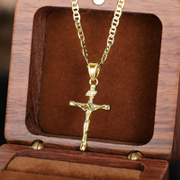 Huitan Religious Cross Pendant Necklace for Women/Men Two Tone Plated New Trendy Boys Girls Necklace Hip Hop Rock Neck Jewelry