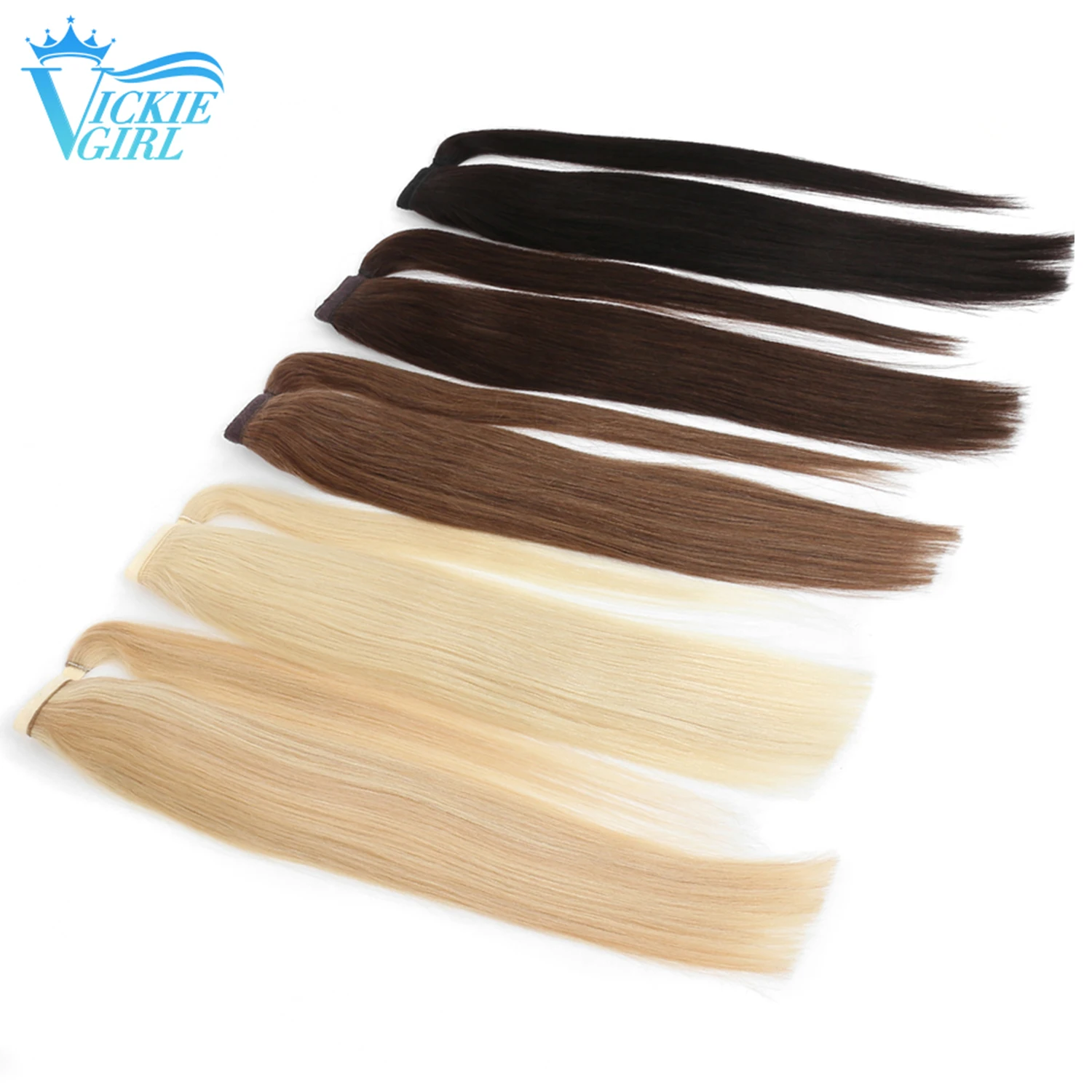 

Ponytail Human Hair Wrap Around Drawstring Head Wear Natural Ponytail With Clip 10"-26" 100g Blonde Straight Human Hair Ponytail