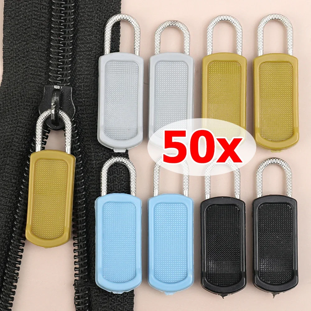 5-50pcs Universal Zipper Repair Kit Women Men Solid Color Non-Slip Detachable Zipper Head Portable DIY Sewing Repair Accessores