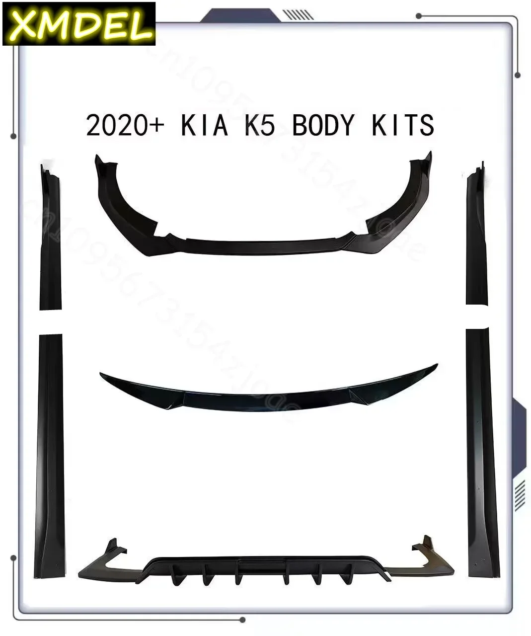 

For Kia K5 2020~2024 spoiler Front Bumper, Side Lip, Rear diffuser body kit Black Gloss painted