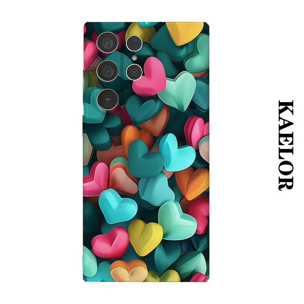 3D Multicolor Hearts Durable Shiny Double-layer Case for Samsung S26 Ultra S25 S24 S23 Plus Anti-drop Scratch Resistant Cover