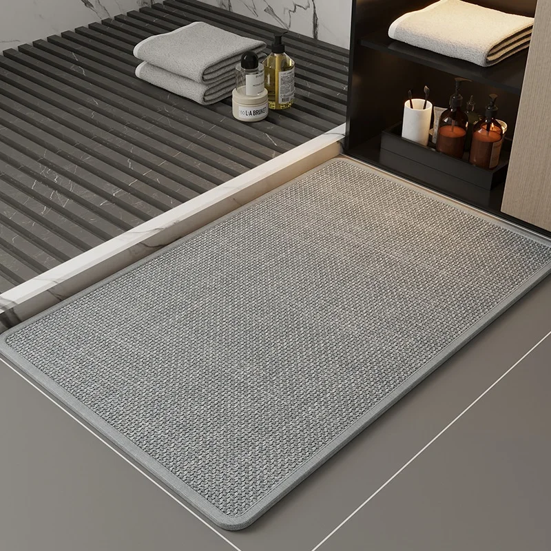 Bathroom Mat Absorbent Dirt Resistant Easy Care Anti-Slip Linen Woven Foot Pad for Kitchen Sink Or Home Decor