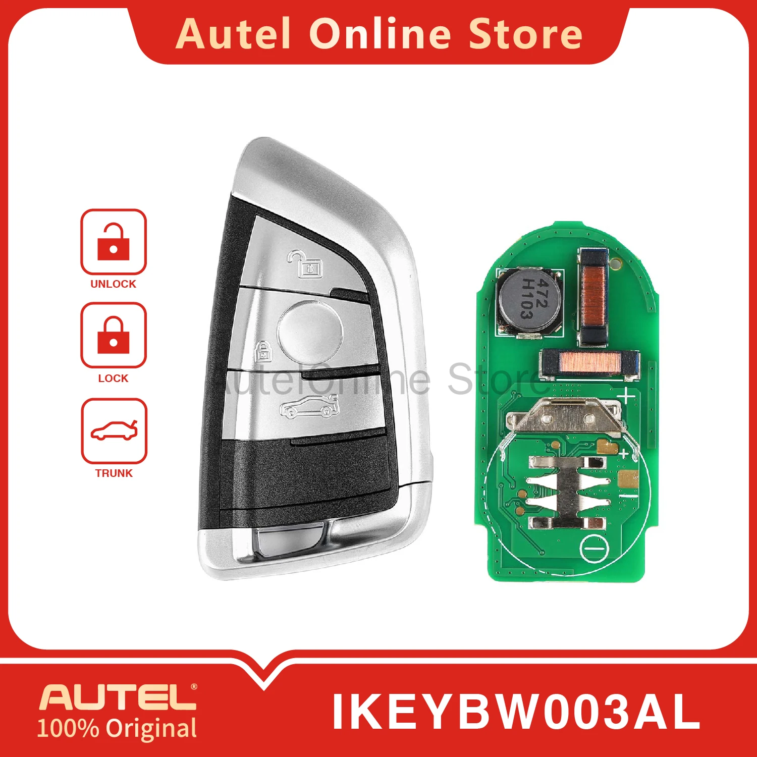 

AUTEL Razor Style IKEYBW003AL 3-кнопочный универсальный интеллектуальный дистанционный ключ для KM100/IM508/IM608 для BMW