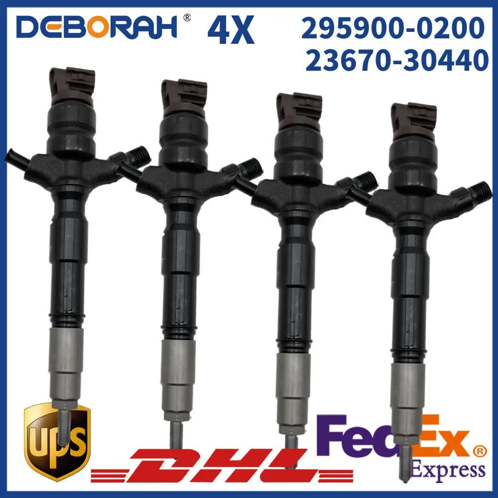 4PCS Diesel Fuel Injector Assembly 295900-0200 23670-30440 For Toyota Diesel Engine