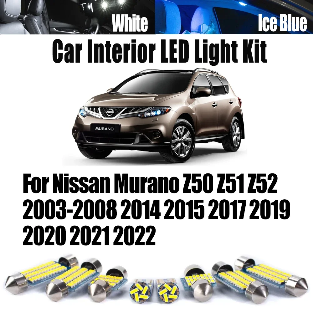 

For Nissan Murano Z50 Z51 Z52 2003-2017 2019 2020 2021 2022 Car Accessories Interior Reading Map Dome Trunk Light LED Bulbs Kit