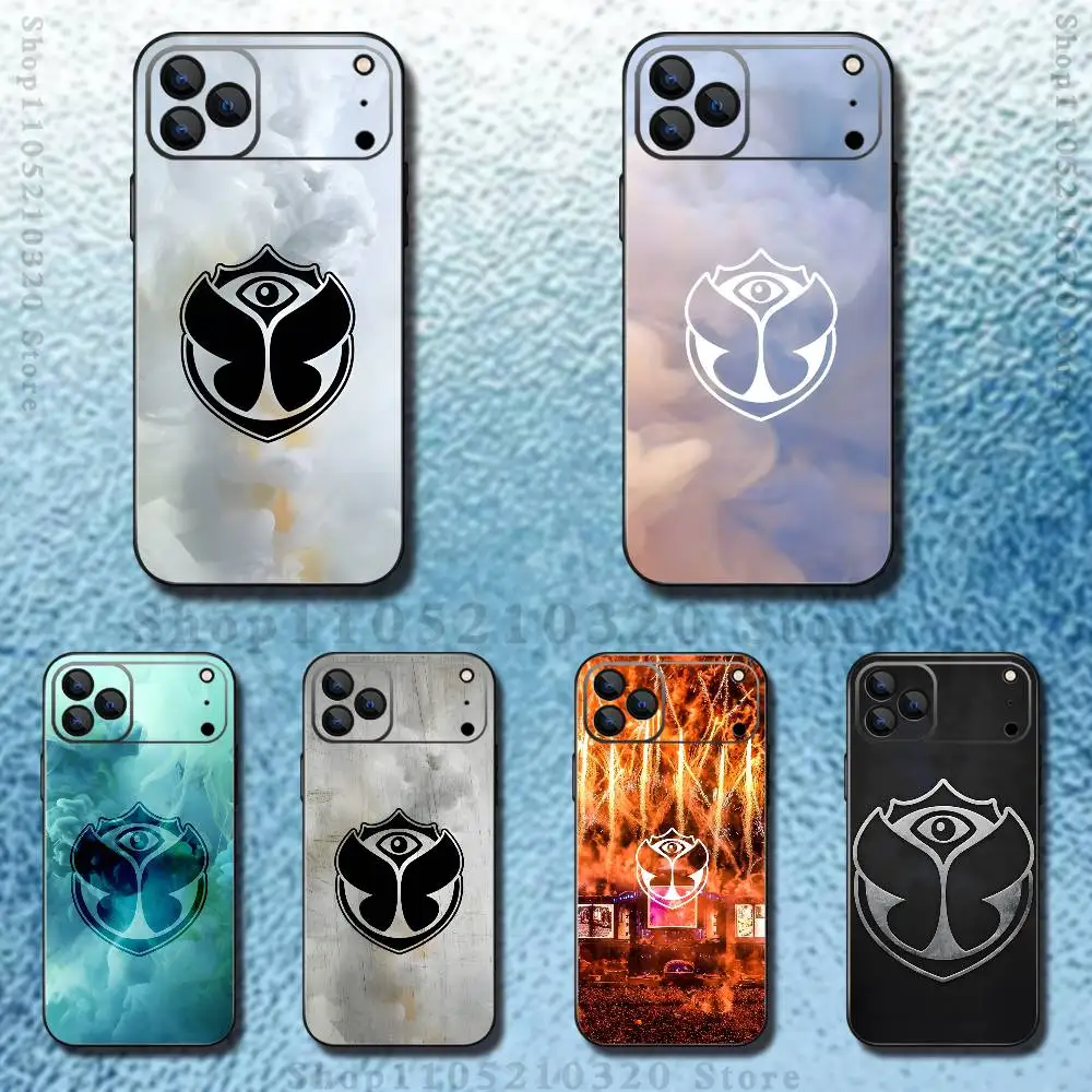

T-Tomorrowland Music Phone Case For iPhone 17,16,15,14,13,12,11 ,Pro Max,XS,X,XR,SE,Mini,8,7,Soft Silicone Black Cover
