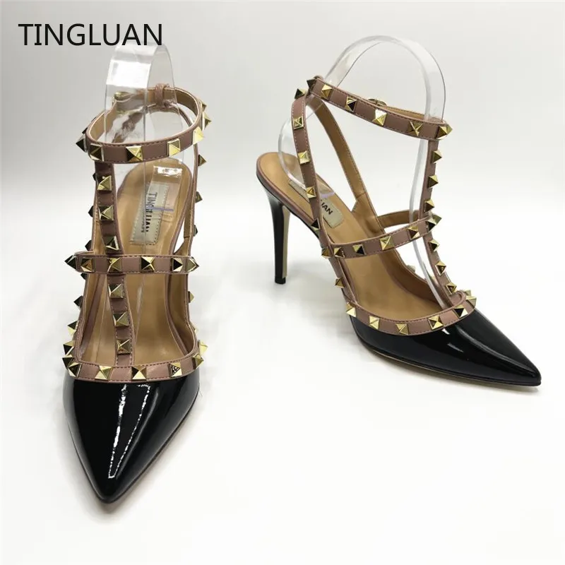 Luxury Woman Sandals High Heels Sexy Rivets Shoes 2022 Summer Genuine Leather Sandals 6cm 8cm 10cm Wedding Shoes 35-44 No Box