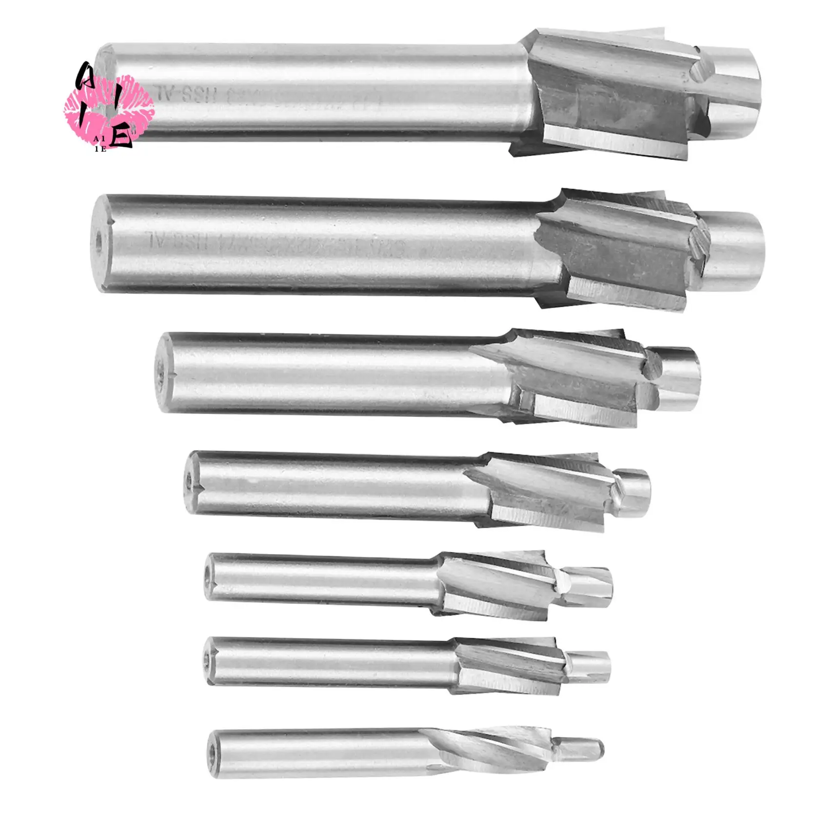 

A11E-7Pcs M3-M12 Counterbore Milling Cutter High Speed Steel Pilot Slotting Tool End Mill Slot Drill Bit Set