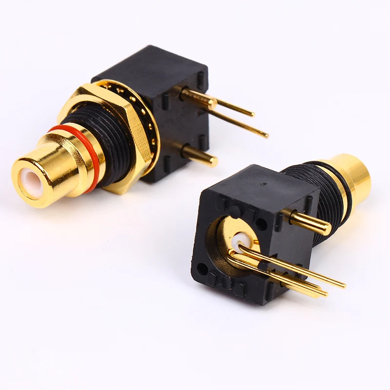 2Pair/lot pure copper gold-plated RCA seat rotary table DAC decoder terminal 90 degree solder board socket free shipping