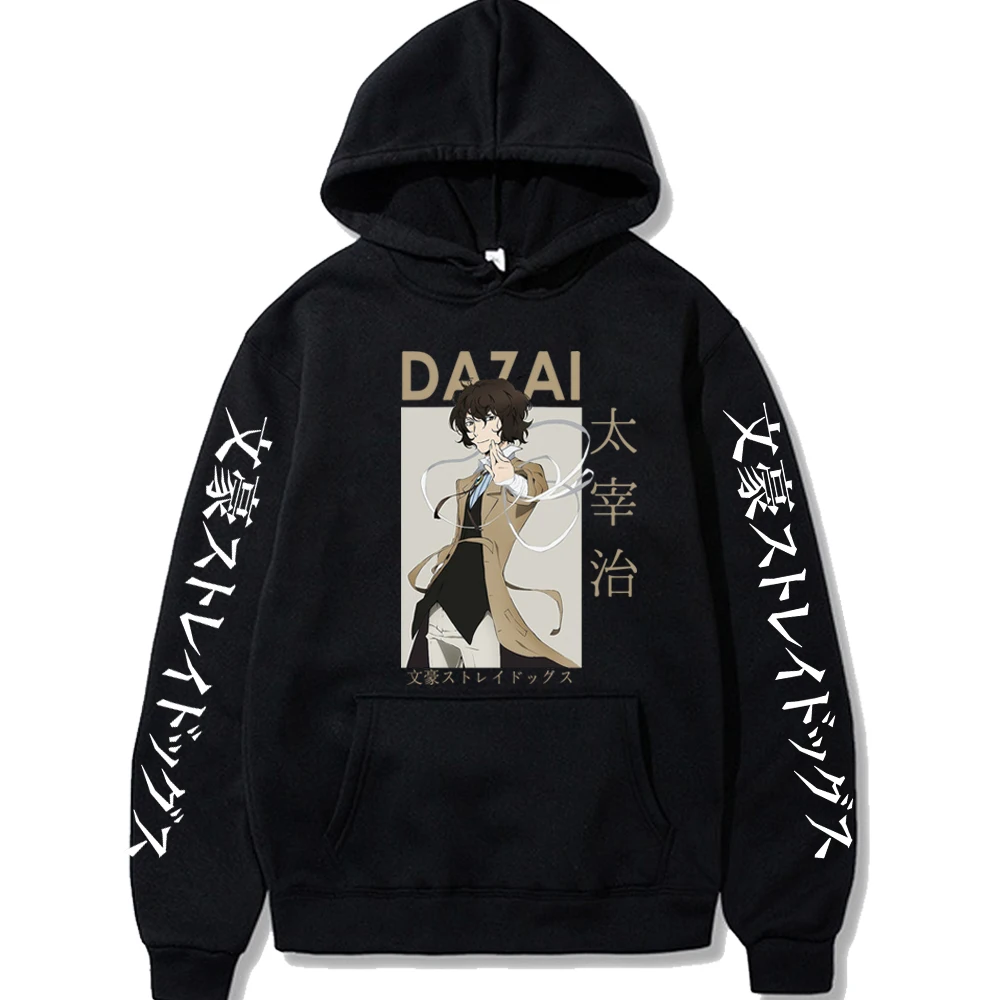 Nieuw In Bungo Zwerfhonden Anime Casual Hoodies Harajuku Osamu Dazai Print Y 2K Mannen Vrouwen Capuchon Sweatshirt