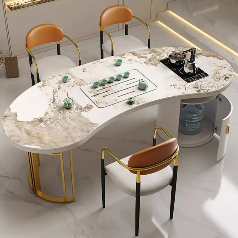 Rock slab tea table, light luxury modern high end office living room simple tea table