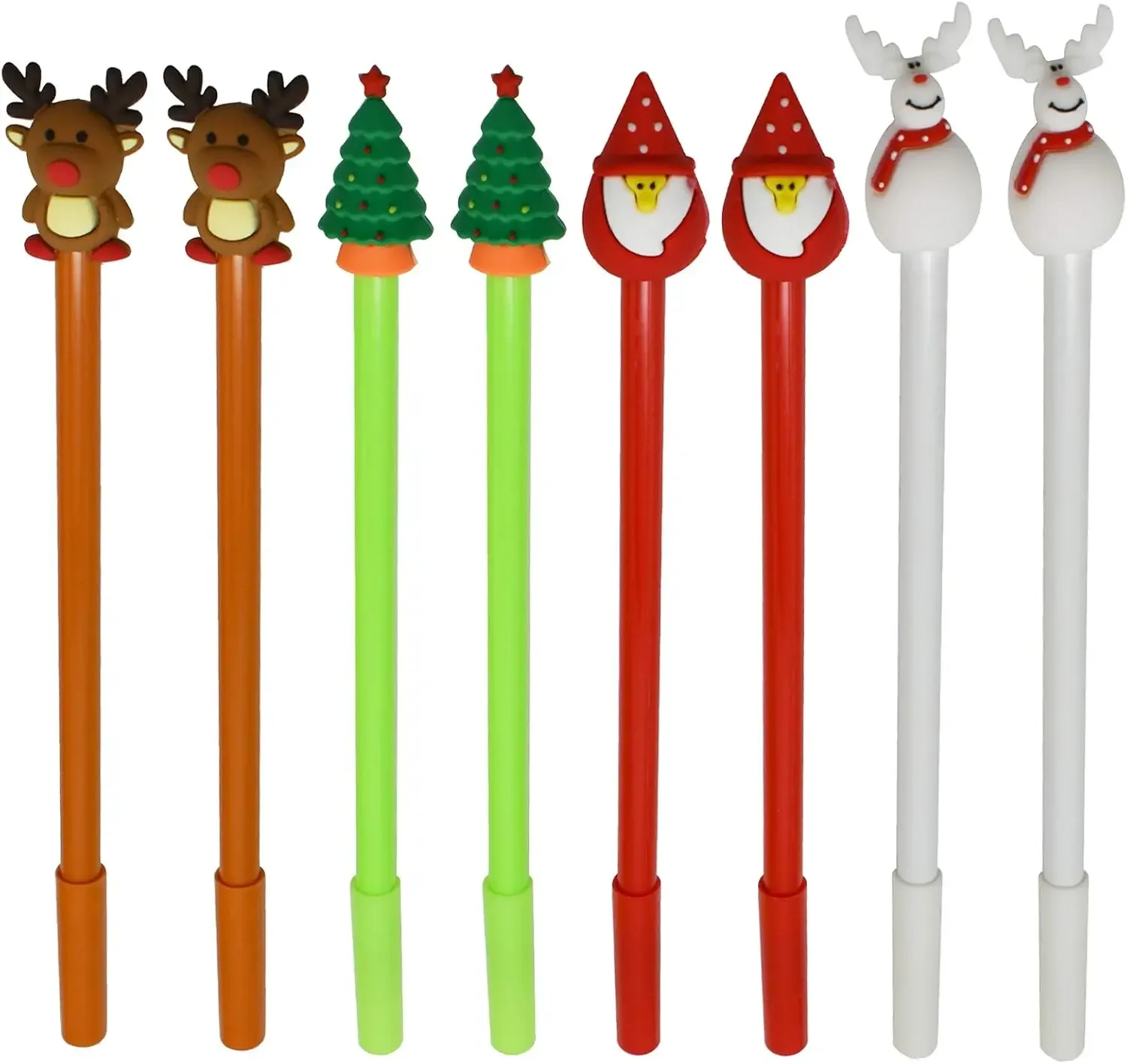 

12 Pcs Novelty Christmas Rollerball Gel Ink Pens For Office School Christmas Tree, Snowman, Reindeer, Santa Claus