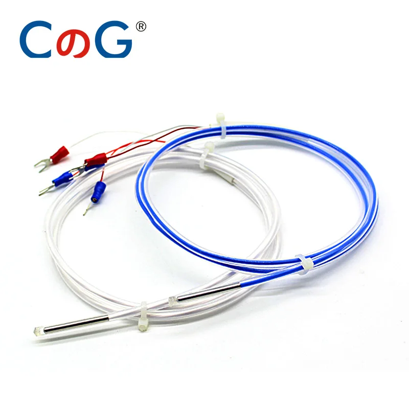 CG Teflon PT100 RTD K Type Thermocouple Temperature Sensor 2/3 Wire Probe Waterproof Anti-corrosion Acid and Alkali Resistance