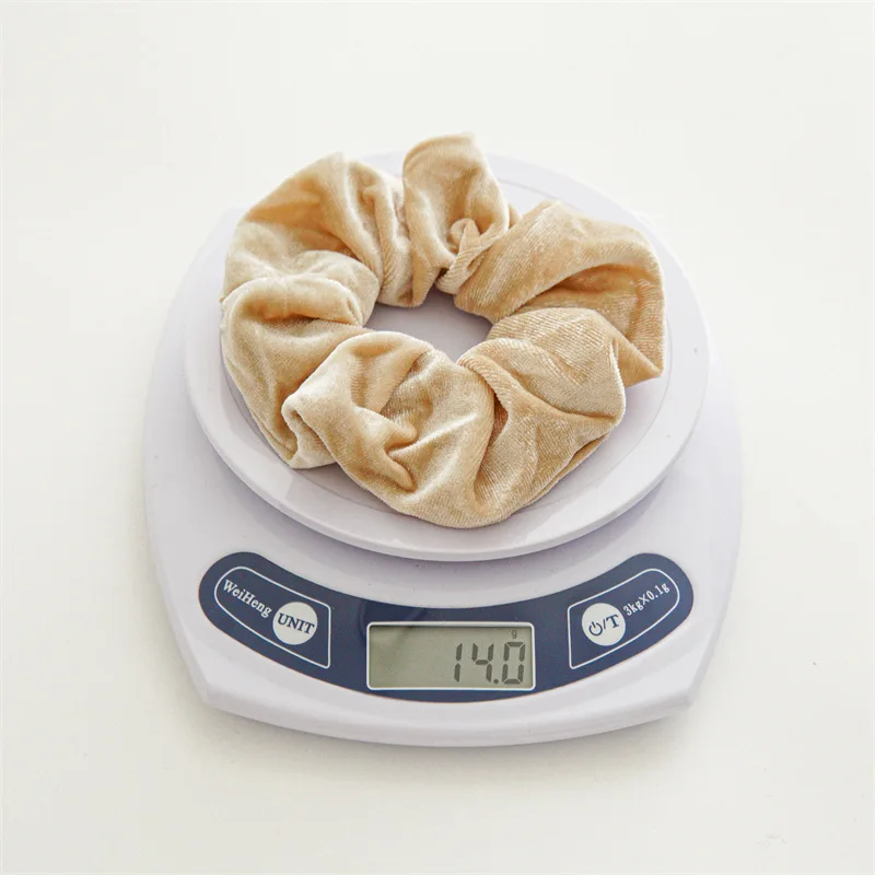 Frauen Einfarbig Scrunchies Vintage Korallen Samt Haarband Für Mädchen Pferdeschwanz Halter Gummibänder Elastische Haar Krawatten Zubehör – Detail 2