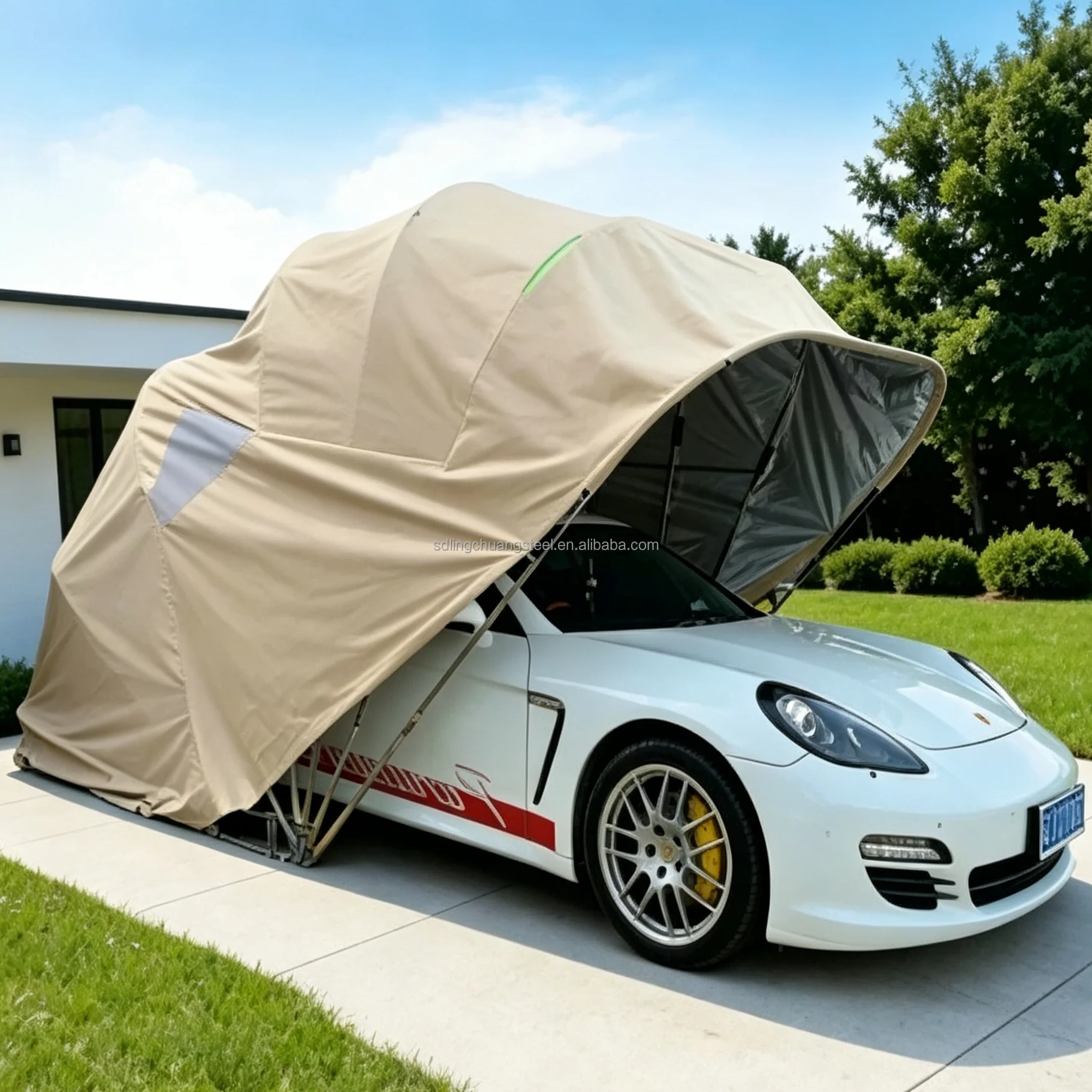 Modern Aluminum Foldable Carport with UV Coated Roof Portable & Easily Assembled 20 Sq. Ft. Coverage for Single Car