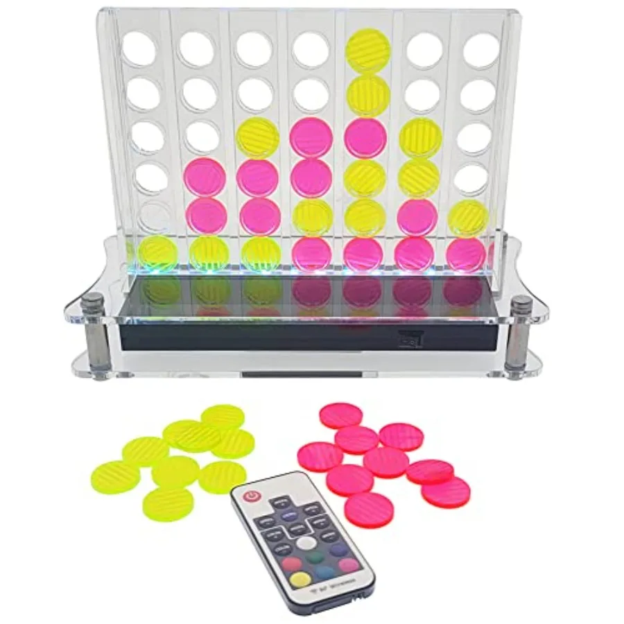 

Luxe Glowing Acrylic Four in a Row Game with Integrated Lights and Remote Control for Interactive Entertainment Perfect for Off