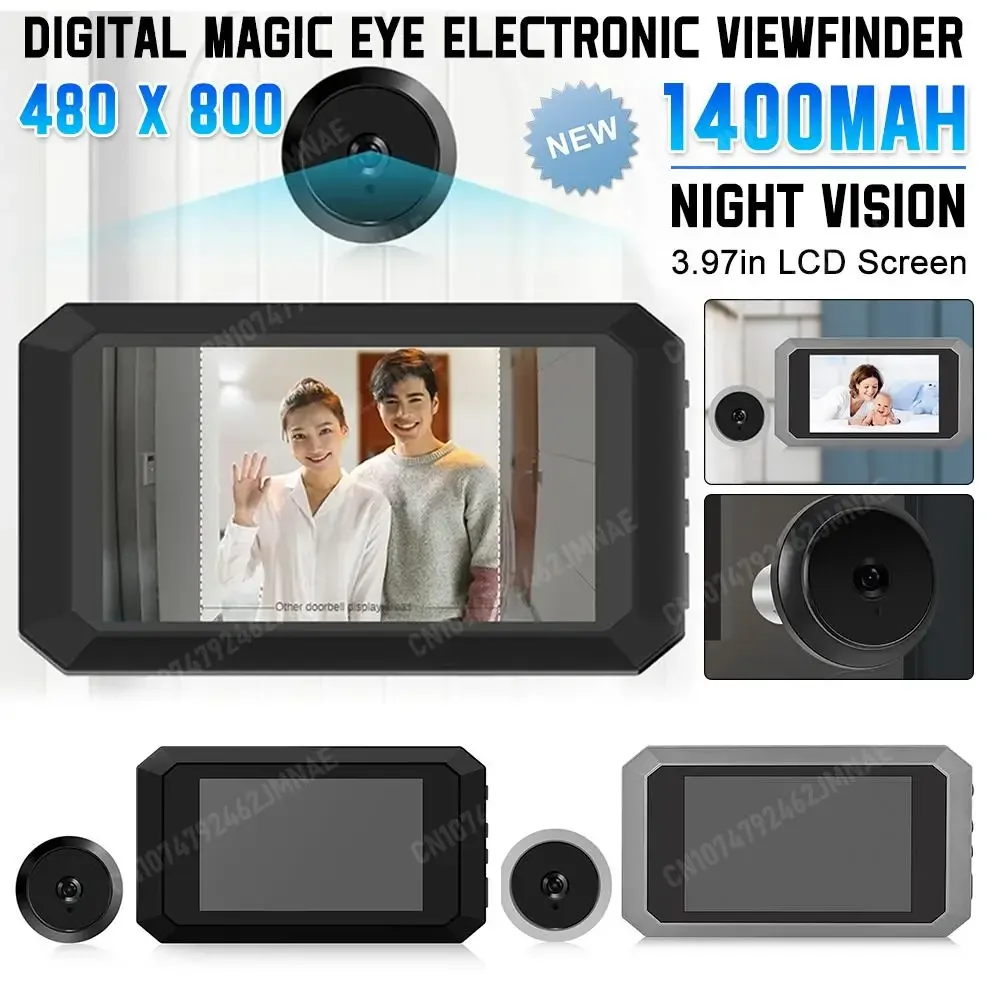 Magic Eye Electronic Viewfinder Night Vision 3.97in LCD Screen Video Digital Door Viewer 1080P Camera 1400mAh Entry HomeSecurity