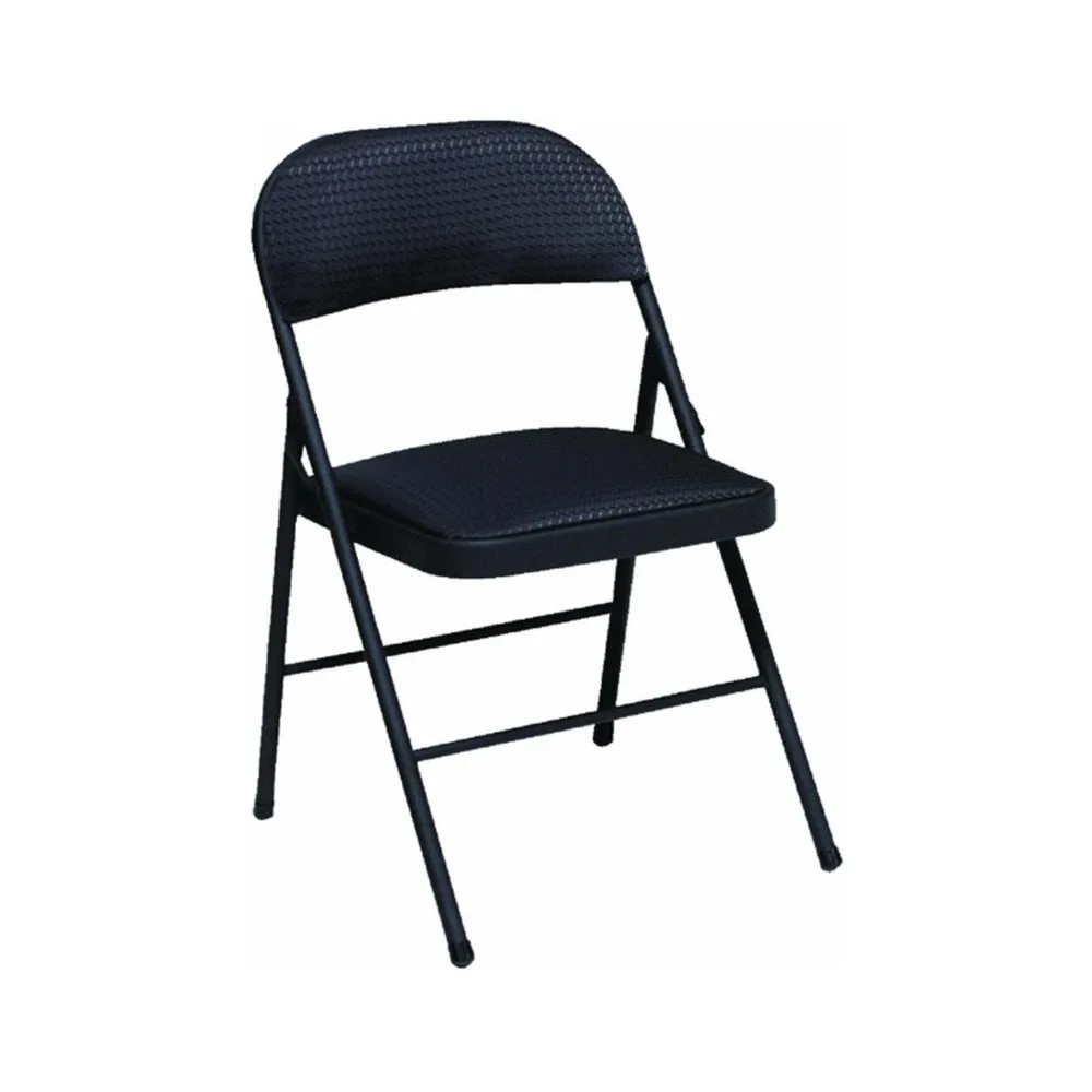 

Fabric Seat and Back Folding Chair in Black (Set of 4) [Set of 4] Color: Black, Customized