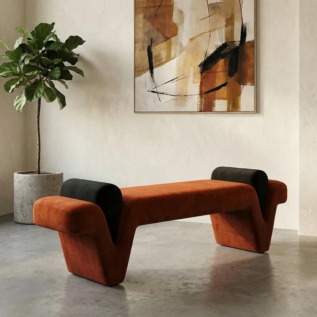 & Velvet Upholstered Modern Designer Shoe Bench Storage Ottoman for Hallway Entryway Foyer Living Room Resting stools Furniture