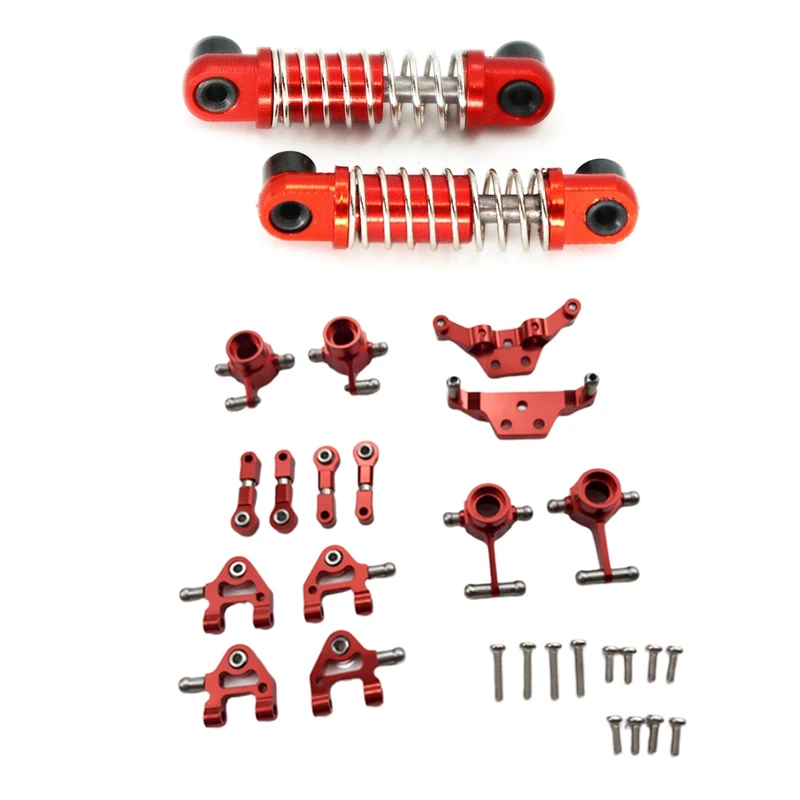 2Pcs 1/28 RC Aluminum Shock Absorbers For Wltoys RC Car K969 K989 K999 P929 4WD Short Course Drift Red & 1 Set Metal Upgraded Pa