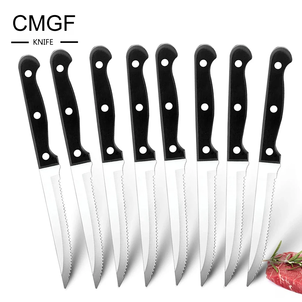 CMGF-Sharp Steak Knife, serrilhada faca de corte, Chef ocidental, Beef Cleaver, Teppanyaki Churrasco, Carne Cutelo