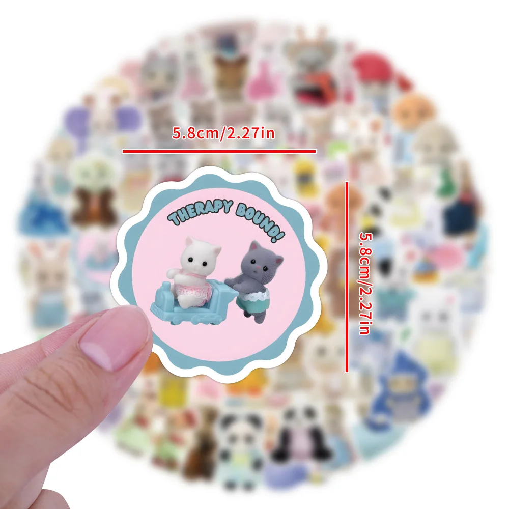 10/30/60/120PCS Kawaii Calico Critters Stickers Cartoon Toys Decals DIY Phone Laptop Scrapbook Bike Decoration Graffiti Kid Gift