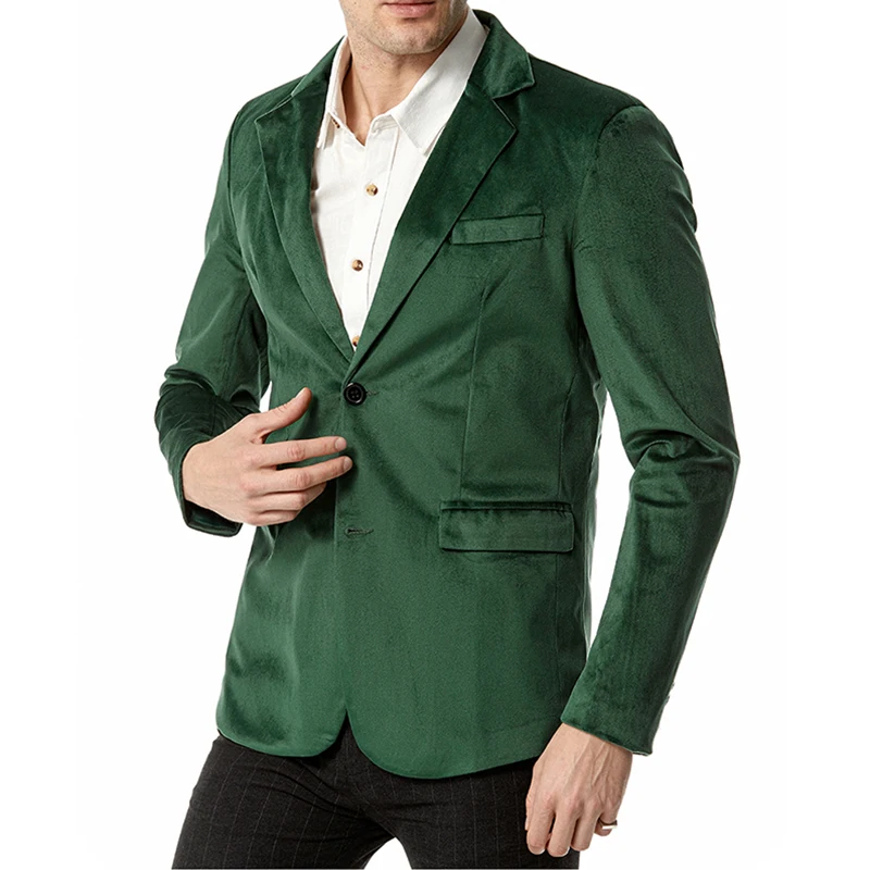 2023 New Men's Europe and The United States V Collar 2 Buckle Suit Jacket Solid Color Men's Business Casual Jacket