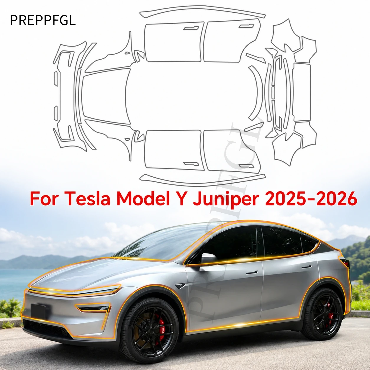 

For Tesla Model Y Juniper 2025 2026 9Mil TPU Pre-cut PPF Clear Paint Protection Film Anti-Scratch Cover Self-Healing Resistant