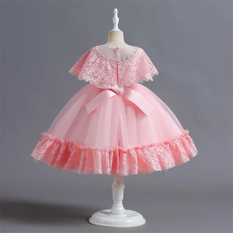 New Kids Girl Pink Ball Gown Christmas Birthday Party Ceremony Dresses For Girls Baby Girl 3-12 Year Mesh Princess Dress