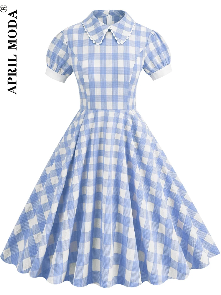 

Polka Dot Print Women's 1950s Vintage Swing Dresses Short Sleeve Turn Down Collar Robe 60s Summer A Line Rockabilly A-line Dress