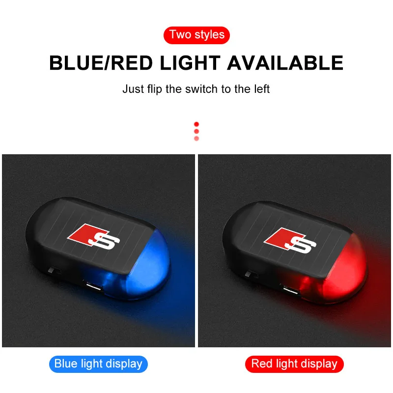 1 قطعة سيارة تعمل بالطاقة الشمسية اللاسلكية مكافحة سرقة الحذر مصباح LED ضوء وماض لأودي A7 A8 A3 A4 A5 A6 TT Q3 Q5 Q7 A1 B5 B6 B7 B8