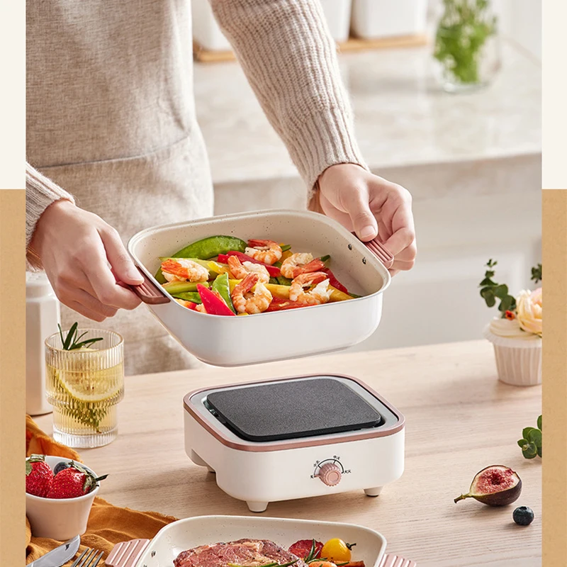 

800 Вт электрическая кастрюля, бытовая разделенная рисоварка, портативная складная кастрюля, электрическая сковорода, жареная сковорода, мультиварка для общежития, 220 В