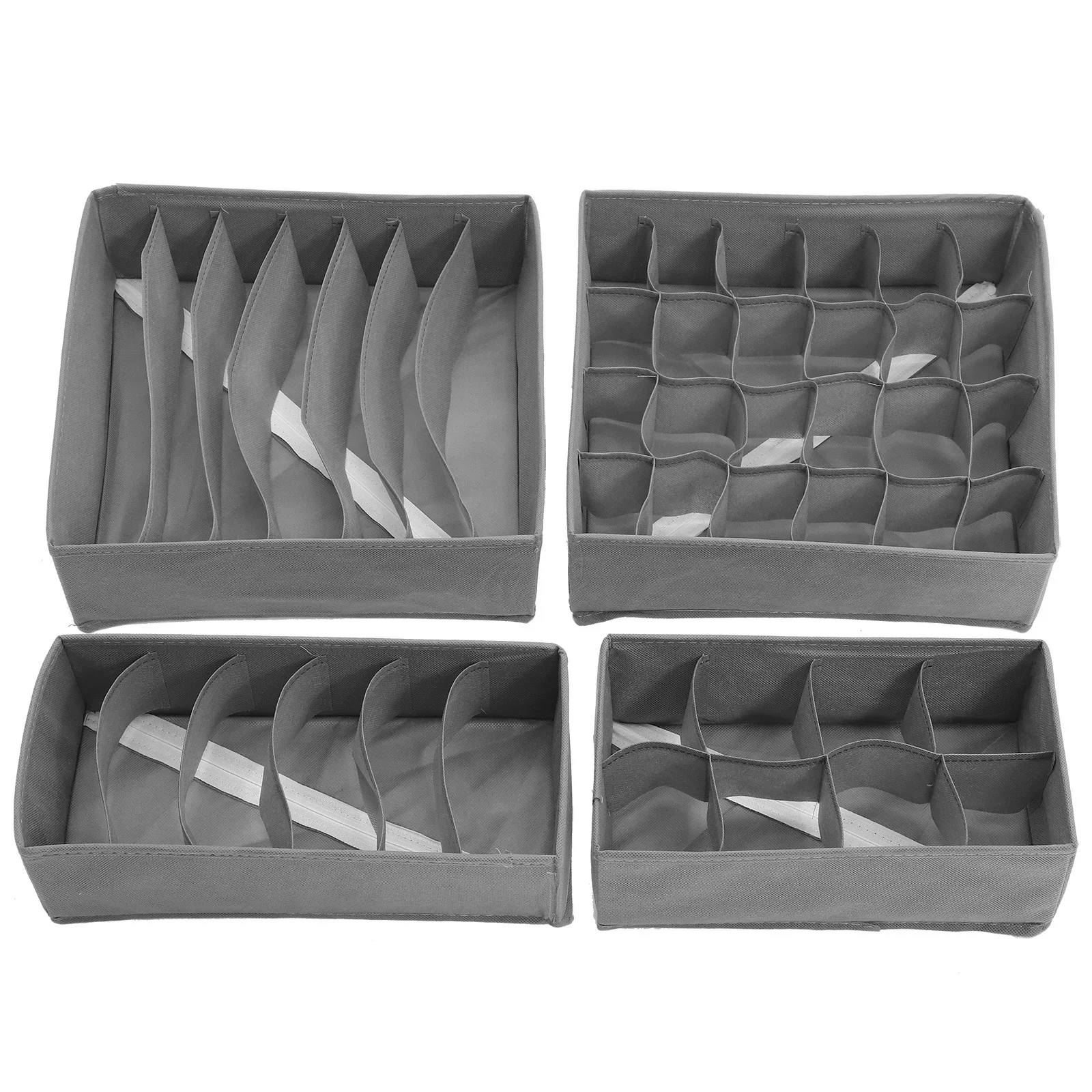 

4pcs Underwear Storage Box Non-woven Fabric Organizer Deep Grey Dresser Drawer Closet Sock Bra Tie Container Wardrobe Clothes