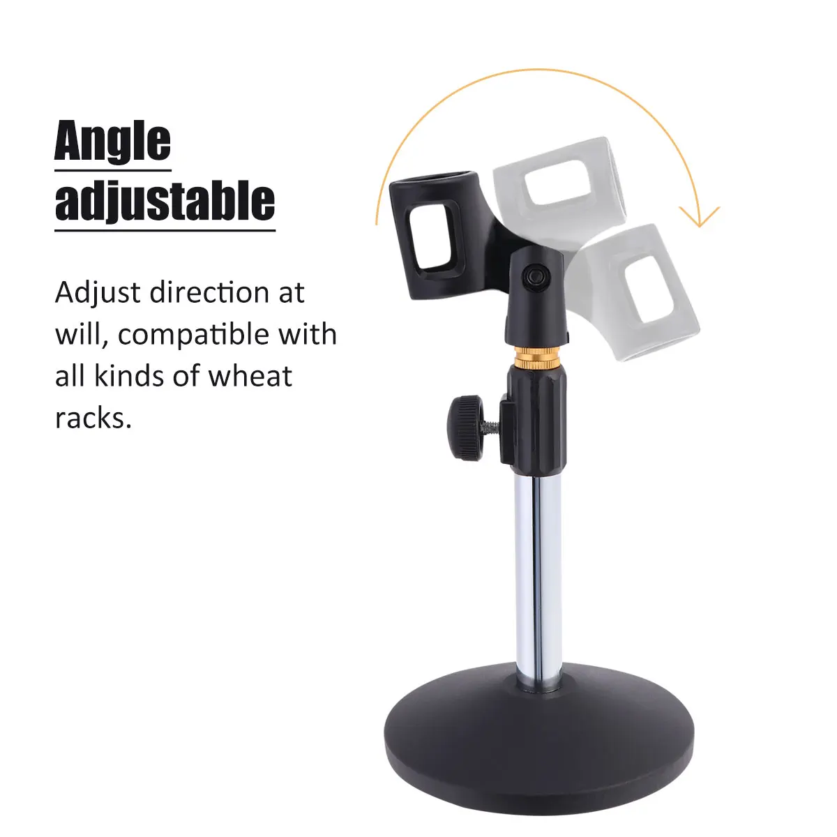 Microphone Desktop Stand Table Disc Base Microphone Stand for Live Streaming Desktop Holder Portable Telescopic Mic Clip Bracket