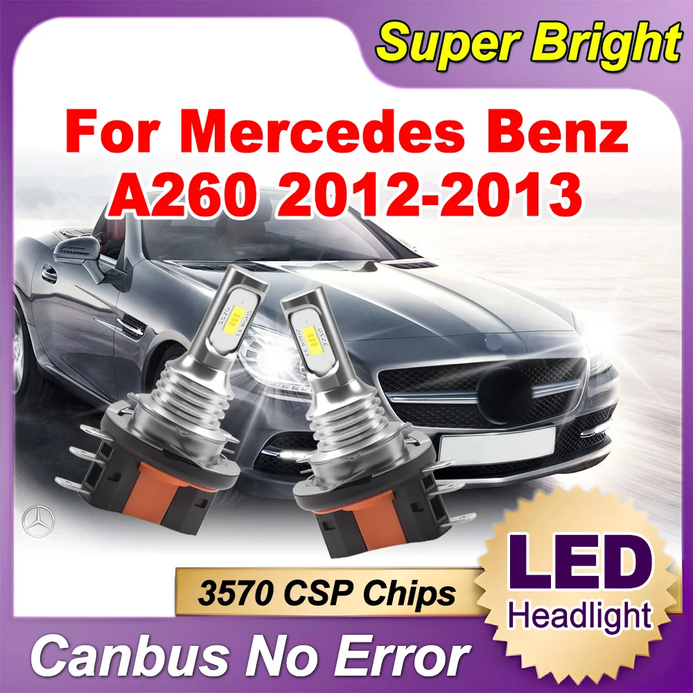 

Светодиодные лампы H15 для фар, чипы CSP 3570, 20000 лм, высокая мощность, 6000K, супербелый свет, для автомобилей Mercedes-Benz A260 2012-2013, установка Plug and Play