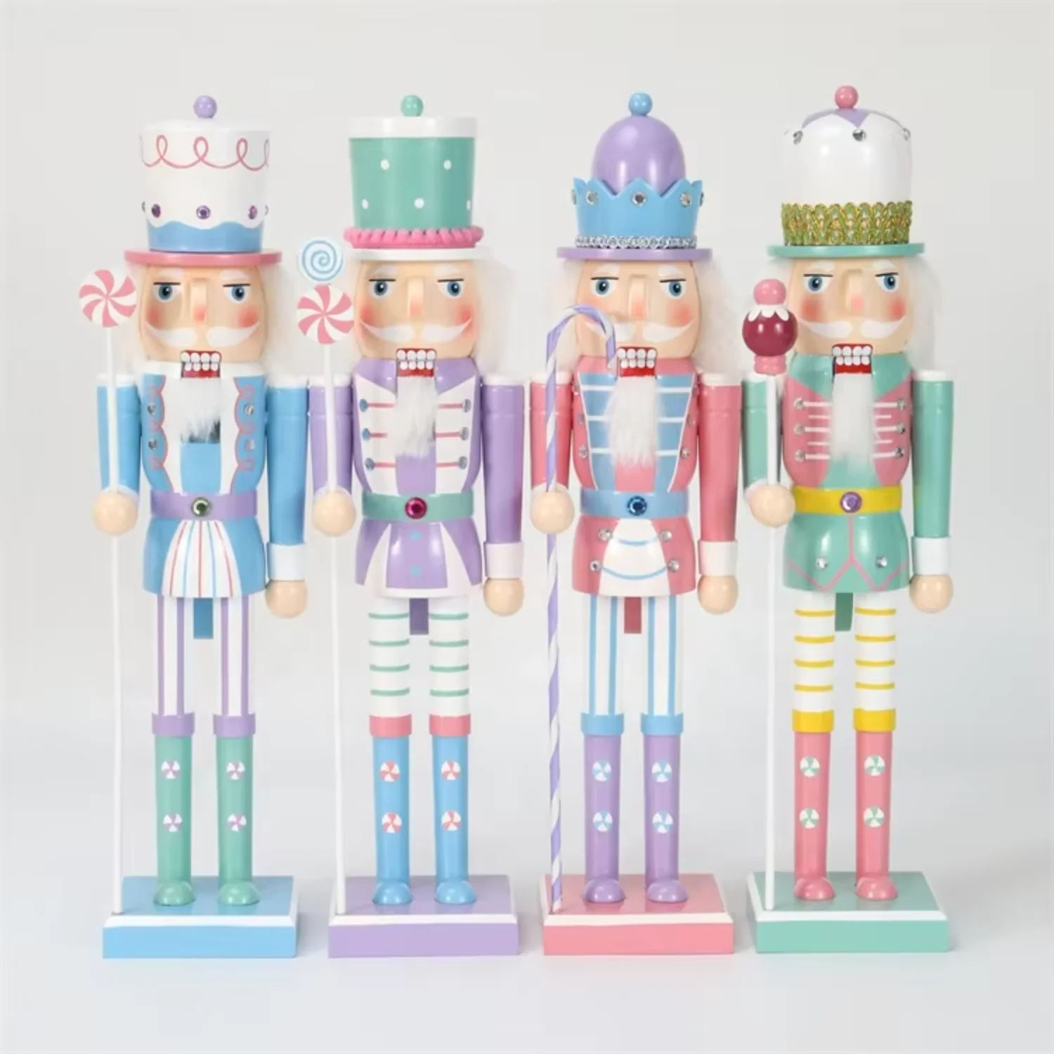 Navidad Decor Cute Christmas Gift Wooden Toy Soldier Nutcracker Candy Set Table