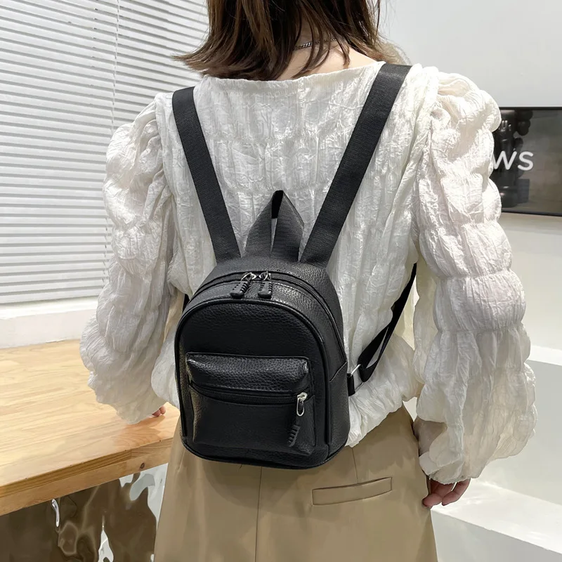 Women's Backpack Carrying New Trend Fashionable Casual Versatile Simple Solid Color Lightweight Travel Mini Outing