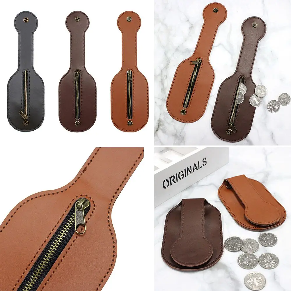 7.8*25.4CM Women Fanny Pack Retro Men EDC Tool Anti-lost Multi-Tool Wallet Leather Coin Purse Self-defense Purse