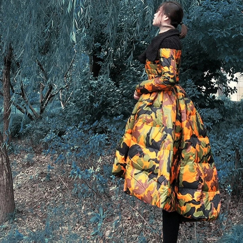 Stilysh-Doudoune en Duvet de Canard Blanc pour Femme, Parka Slim à Ourlet Irrégulier, Vêtement d'Extérieur à la Taille, Grande Jupe Swing, Collection Hiver