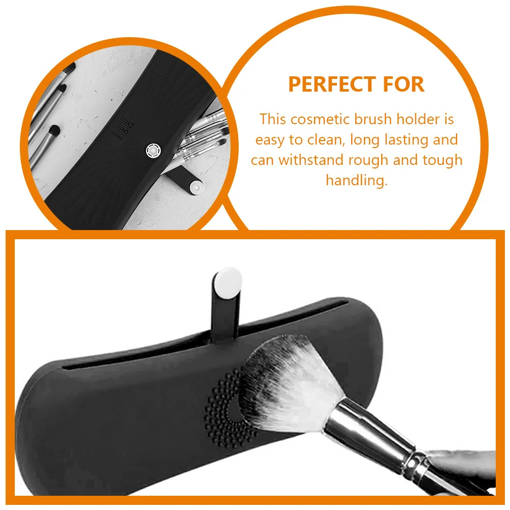 

Travel Makeup Brush Holder Small Size High Capacity Silicone Brush Organizer Lightweight Closure Design for on The Go