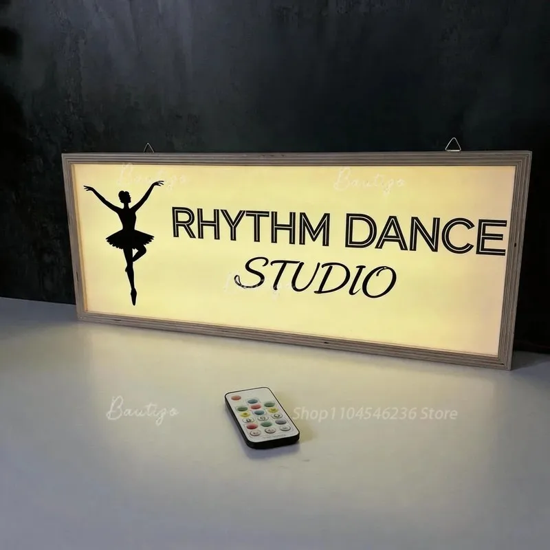 Rhythm Dance Studio LED Illuminated Sign, Custom Neon Wall Acrylic Metal Letters Business Logo Poster Advertising Panel