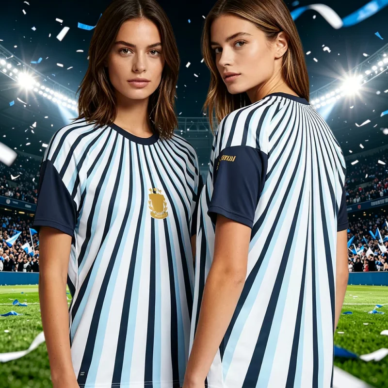 Summer New Argentina Soccer Jersey Sports Fans Top Men's Women Quick Dry Short Sleeve T Shirt Breathable Unisex Family Kids Tees
