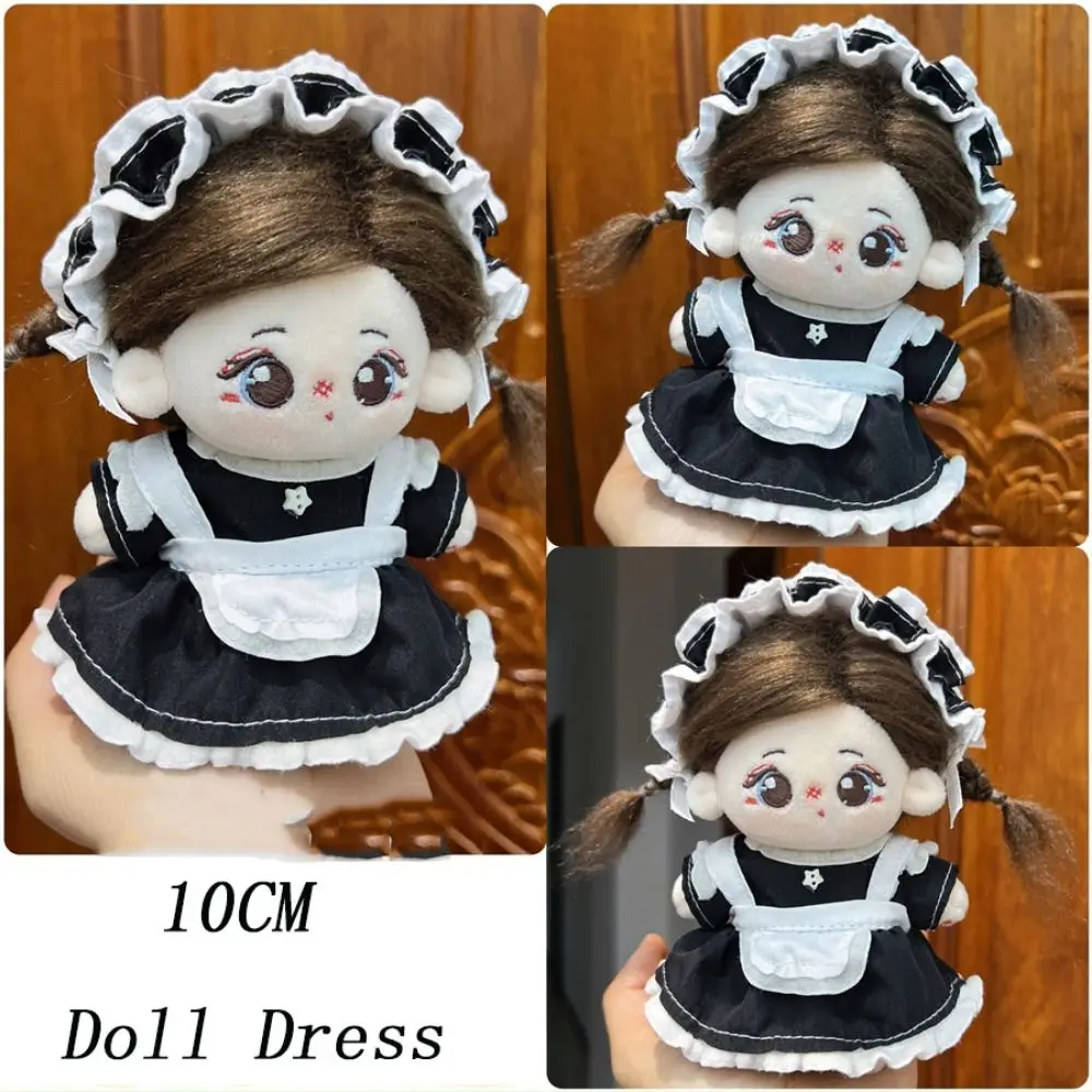 Maid Costume 10cm Doll Dress Retro Multicolor Plush Dolls Cartoon Skirt Skirt Camellia Cotton Dolls Halter Dress Doll Decoration