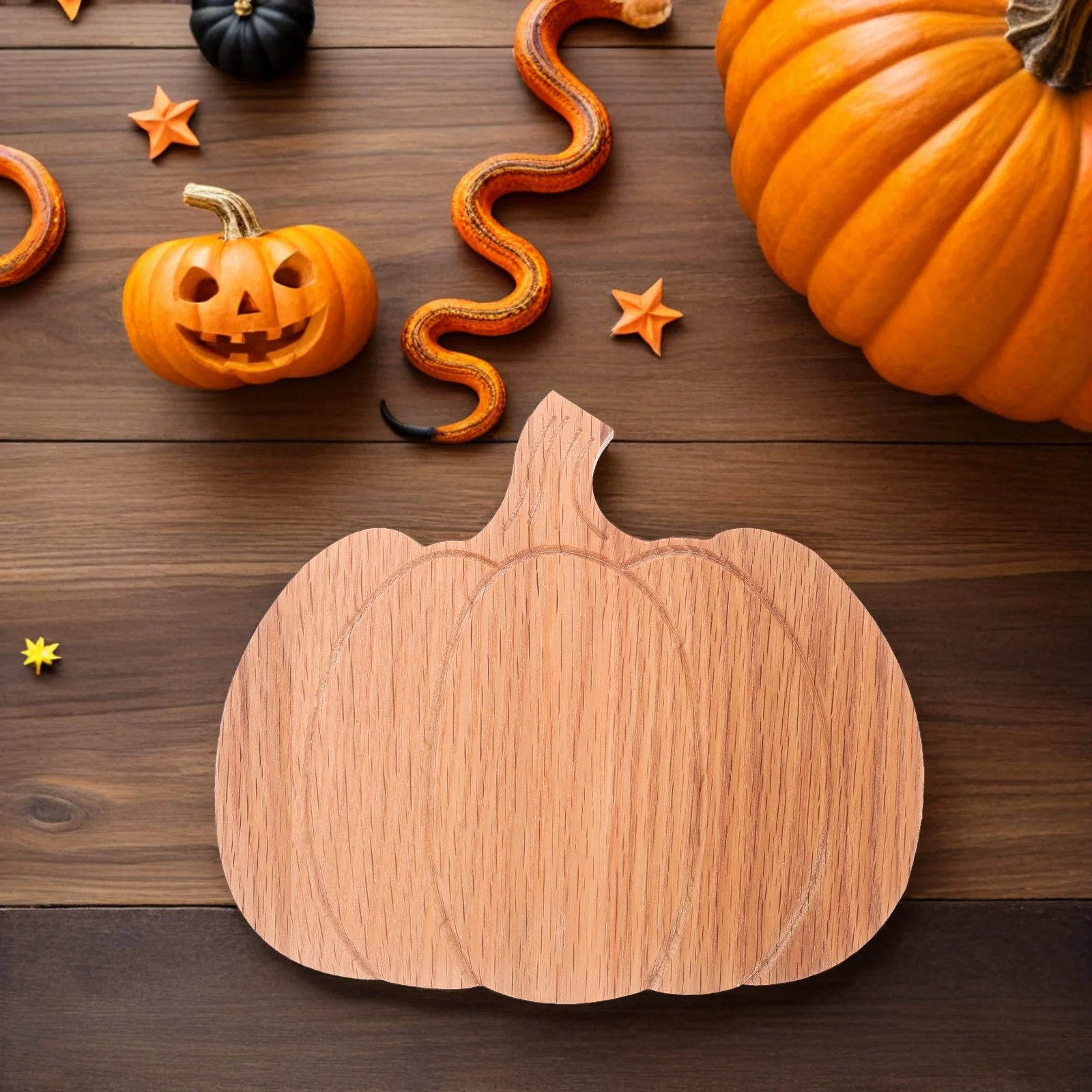 

Oak Pumpkin Cutting Board for Countertop - Small Wooden Chopping Board for Bread Meat Vegetables Serving Boho Farmhouse Style