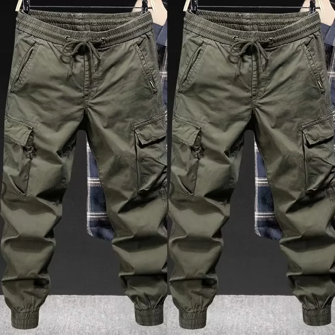 Trendy Brand Casual Cargo Pants Men's Loose Fit Solid Color Cargo Pants American Style Casual For Spring Autumn