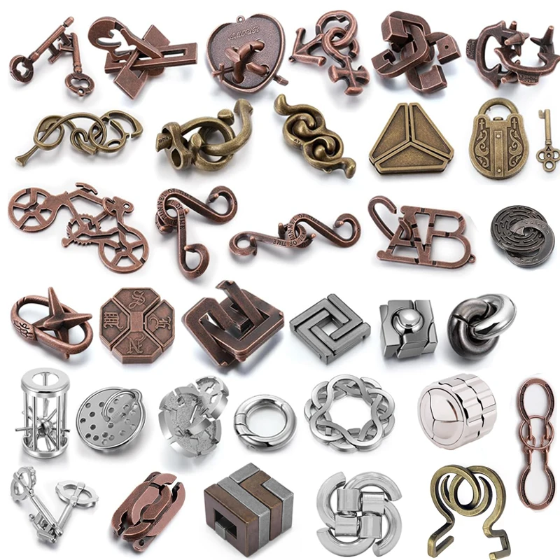 Difficult Disentanglement Brain Teaser Metal Puzzles For Adults and Kids Smart Logic IQ Test Mind Challenge Educational Toys