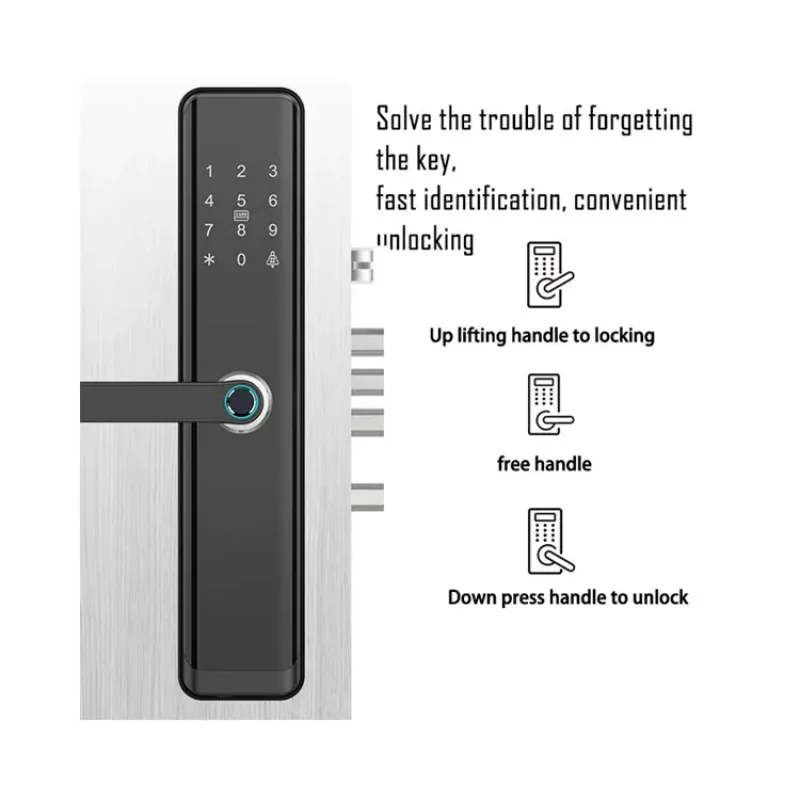 H12P Tuya Wifi Digital Electronic Smart Door Lock With Biometric Camera Fingerprint Smart Card Password Key Unlock