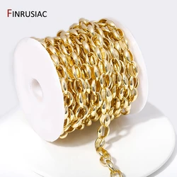 14K Gold Plated Trendy Brass Oval Chains For DIY Jewelry Making Supplies, Handmade Jewelry Craft Findings Accessories