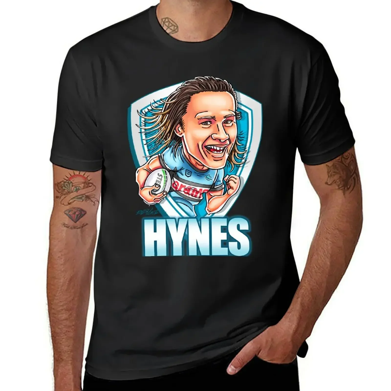 Nicho Hynes cartoon - Cronulla - NRL T-Shirt sports fans quick-drying boys whites mens white t shirts