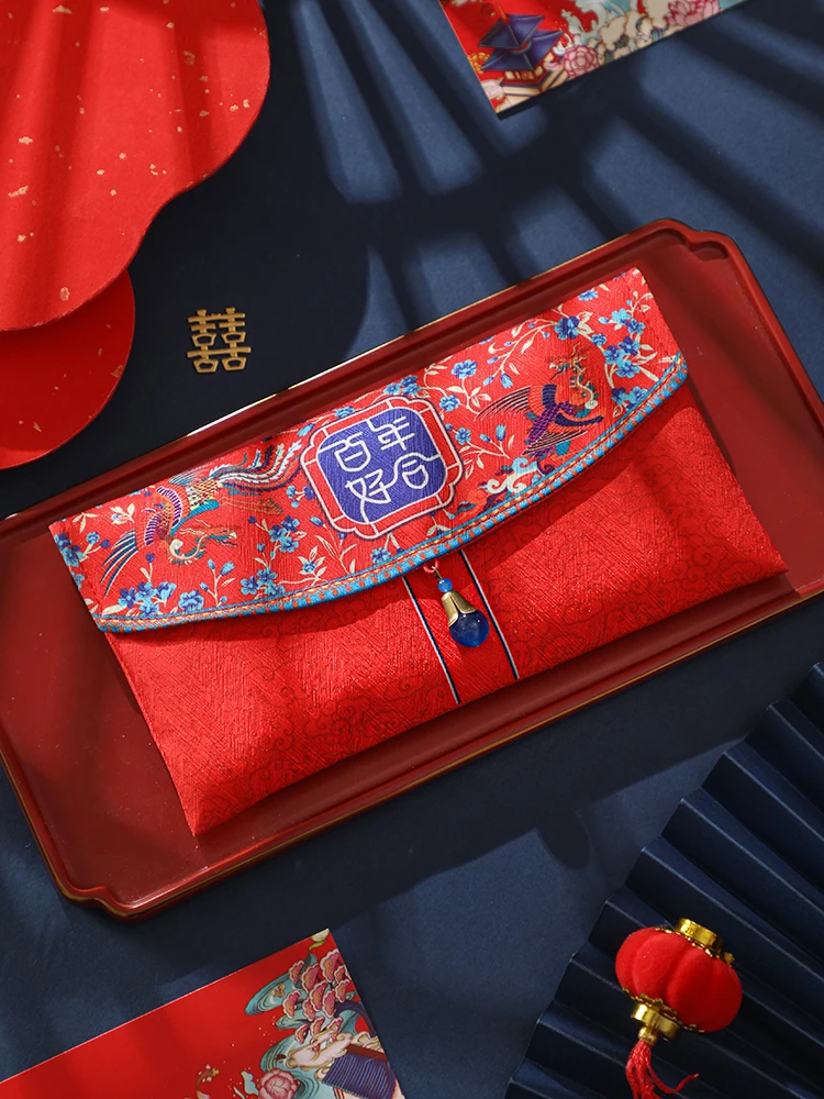 New Wedding Xi Character Ten Thousand Yuan Modified Wedding Red Packet Envelope Personality Creative Fabric Member Big Red